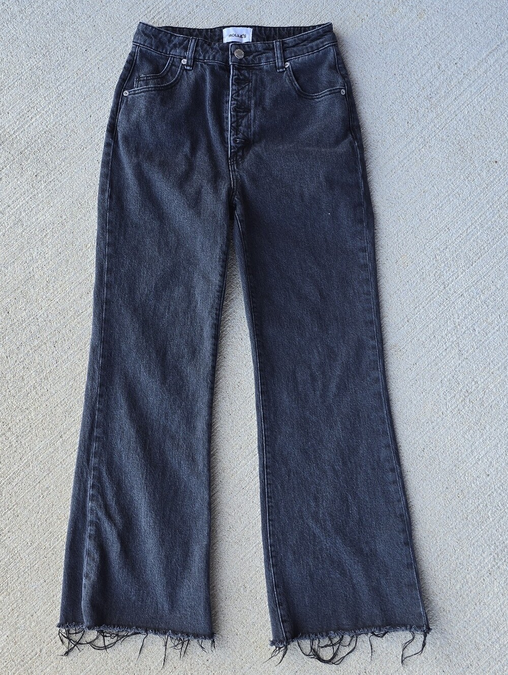 Rolla's Eastcoast Crop Flare Washed Black High-Rise Denim Jeans Size 27 - Picture 5 of 10